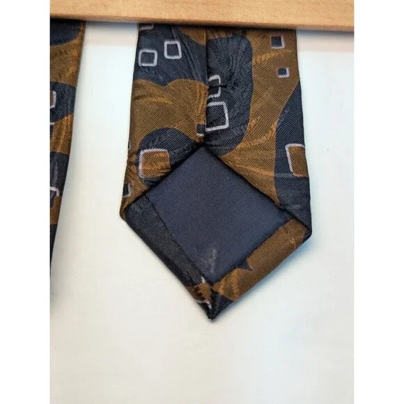 Giorgio Armani Cravatte Rust + Black Geometric Silk Pointed Classic Necktie Tie - Picture 6 of 8